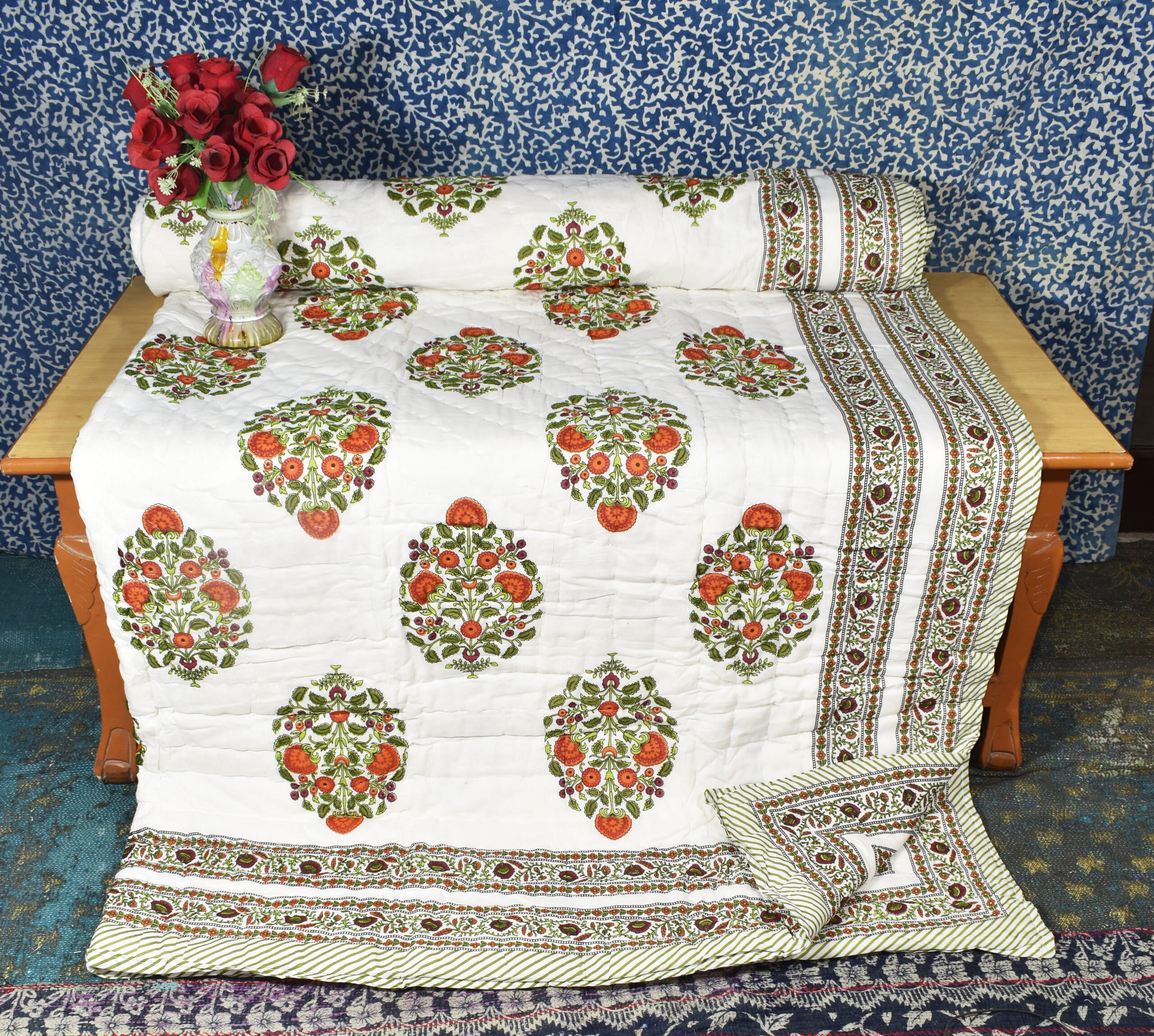 Colors Of Joy Reversible Jaipuri Block Print Razai