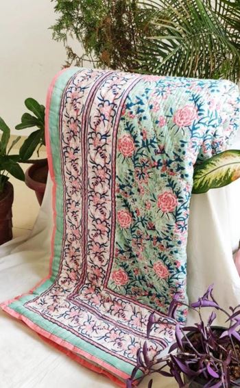 Full Bloom Reversible Jaipuri Block Print Razai