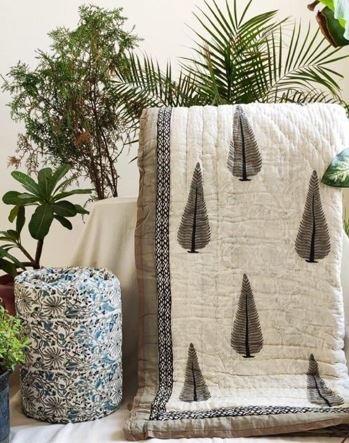 Pinecone Reversible Jaipuri Block Print Razai - Image 2