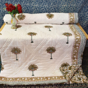 Coconut Tree Print Reversible Jaipuri Block Print Razai