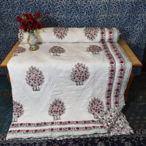Blossoms Reversible Jaipuri Block Print Razai