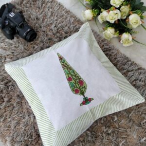 Cotton Green Pinecone Tree Print Cushion Covers 16" Set of 5 pieces