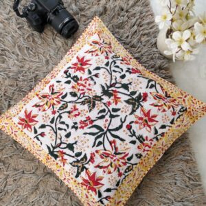 Multi Colour Floral Printed Cotton Cushion Covers 16" Set of 5 pieces