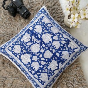 Bouquet of Flowers in Blue Base Cotton Cushion Covers 16" Set of 5 pieces
