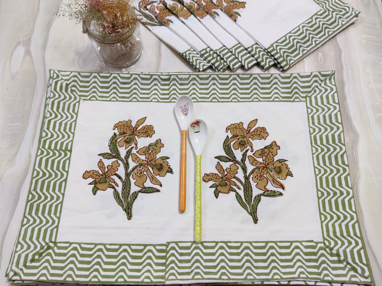 Champa Flower Brown Design Placemats