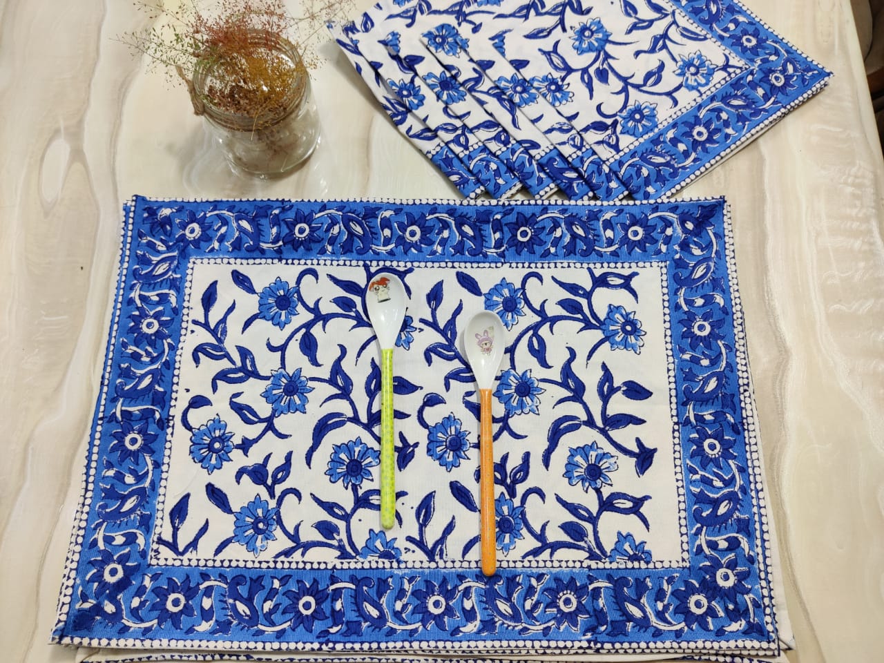 Blue Jaal Print Placemats