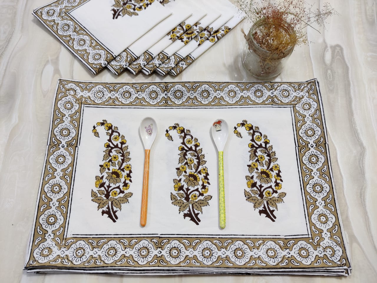 Corn Yellow Small Flowers Design Placemats