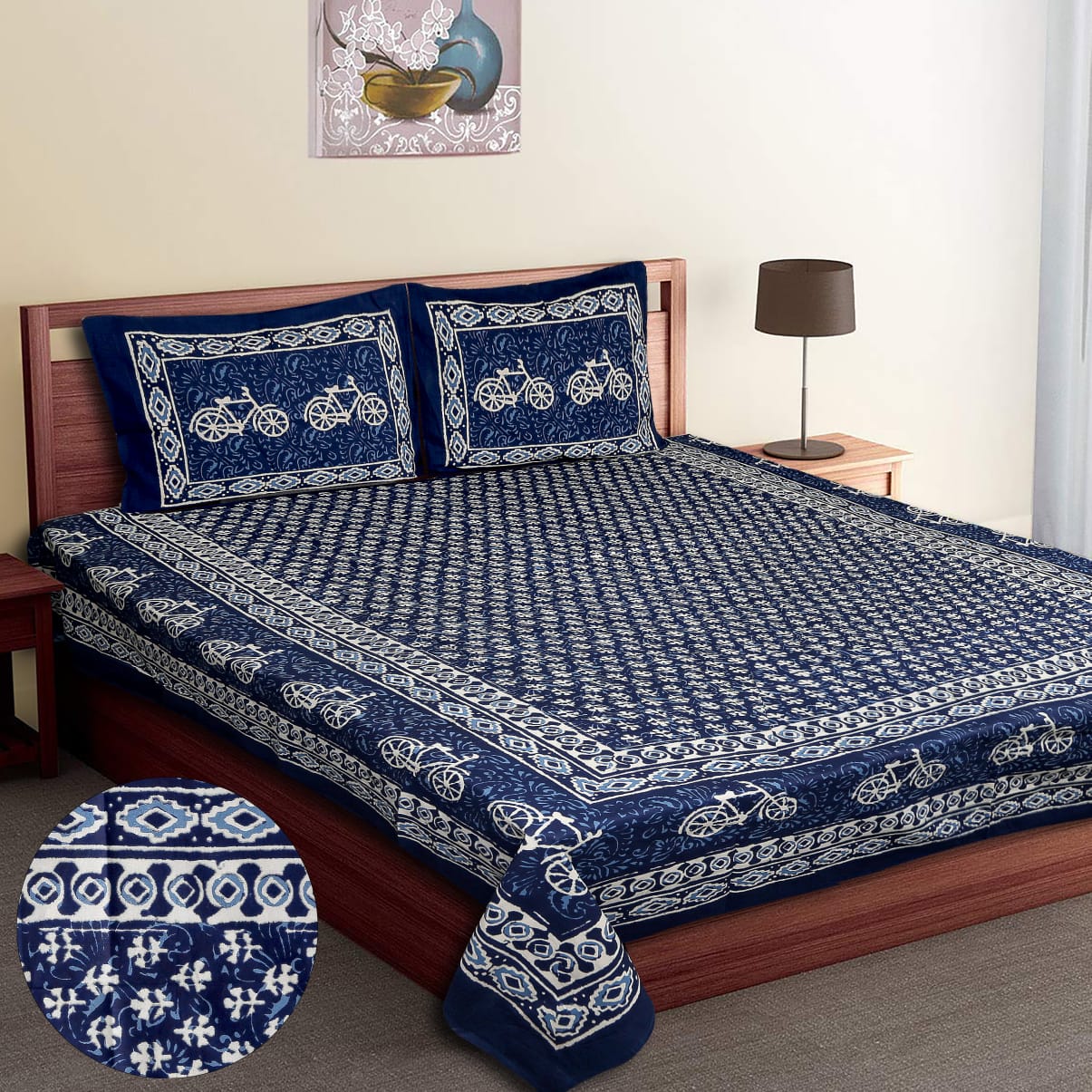 Bicycle Dabu Print DB Bedsheets - Queen