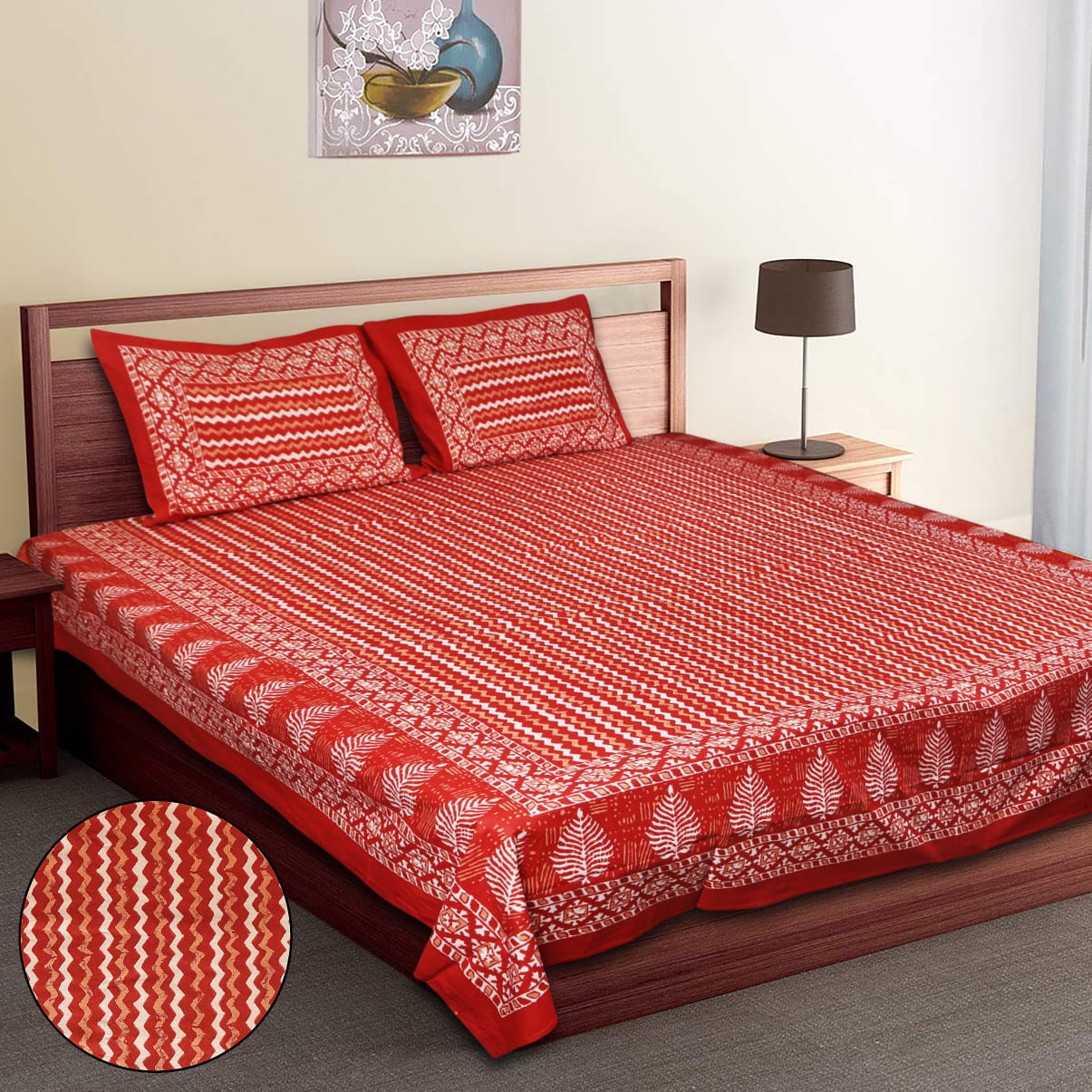 Fern Dabu Print DB Bedsheets - Queen