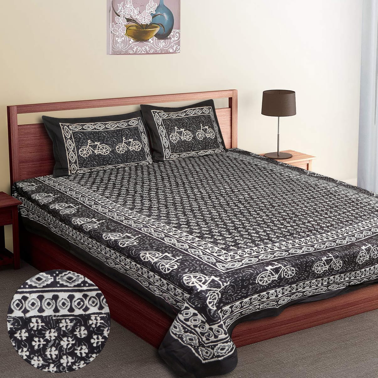 Bicycle Dabu Print DB Bedsheets - Queen - Image 2