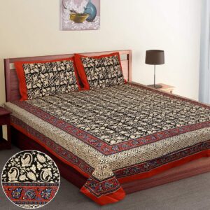 Kalamkari Print DB Bedsheets - Queen