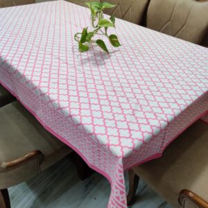 Pink Trellies Tablecloth (6 Seater Table )