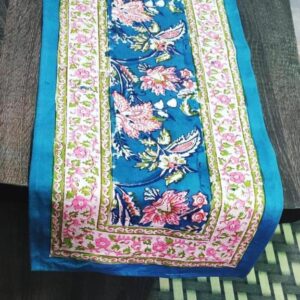 Blue Pink Floral Table Runner
