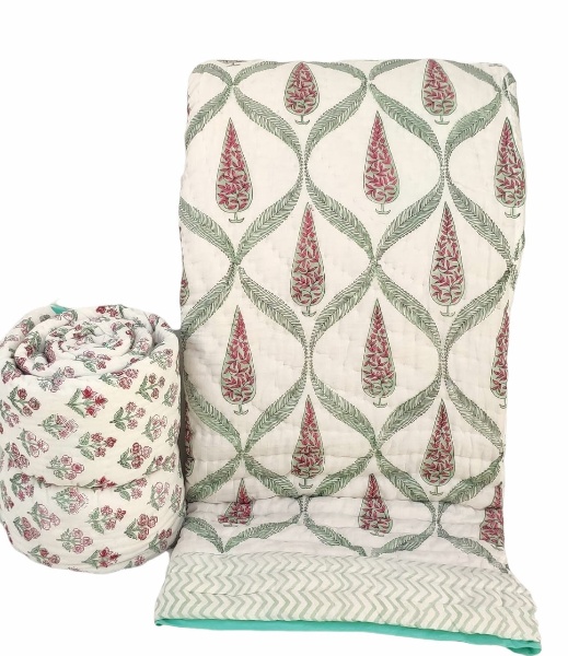 Diamond Motif Reversible Jaipuri Block Print Razai