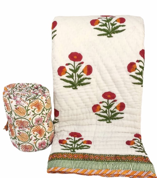 Bageecha Reversible Jaipuri Block Print Razai