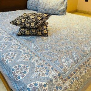 Blue Paisley Motif DB Bedsheet’s – Queen