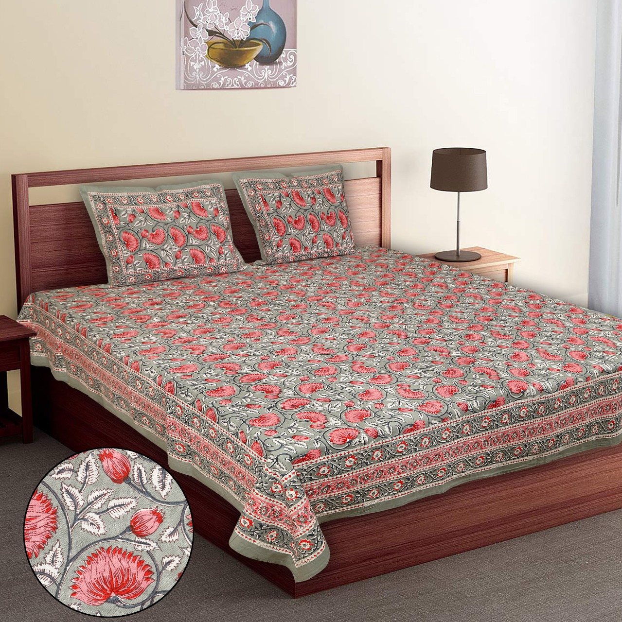 Lotus Print DB Bedsheets – King
