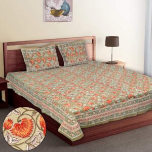 Orange Lotus DB Bedsheets- King