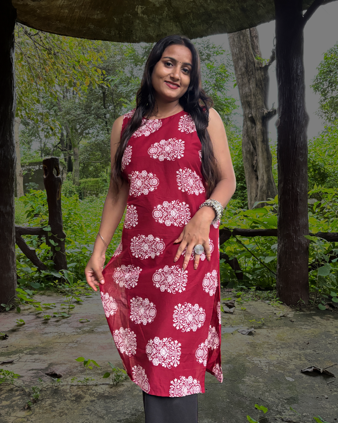 Pushpa - Women Floral Printed Deep Back Kurti - Image 3