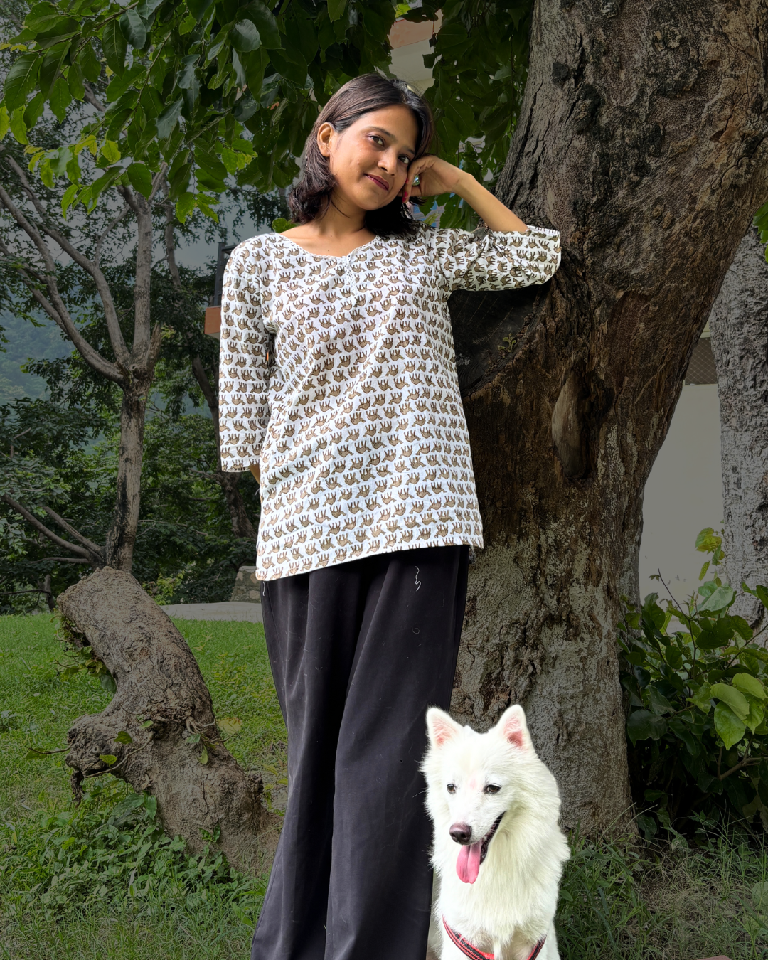 Camel - Printed Short Kurti 3 Camel - Printed Short Kurti - Image 2