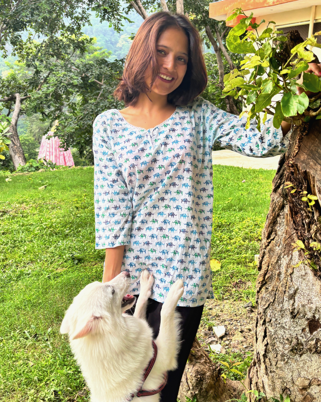 Kinda White - Printed Short Kurti - Image 2