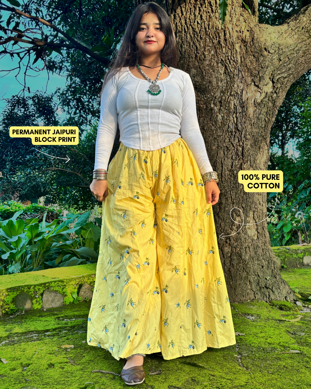 Kanak - Flared Sharara skirt for women - 100% Cotton 3 Kanak - Flared Sharara skirt for women - 100% Cotton - Image 2