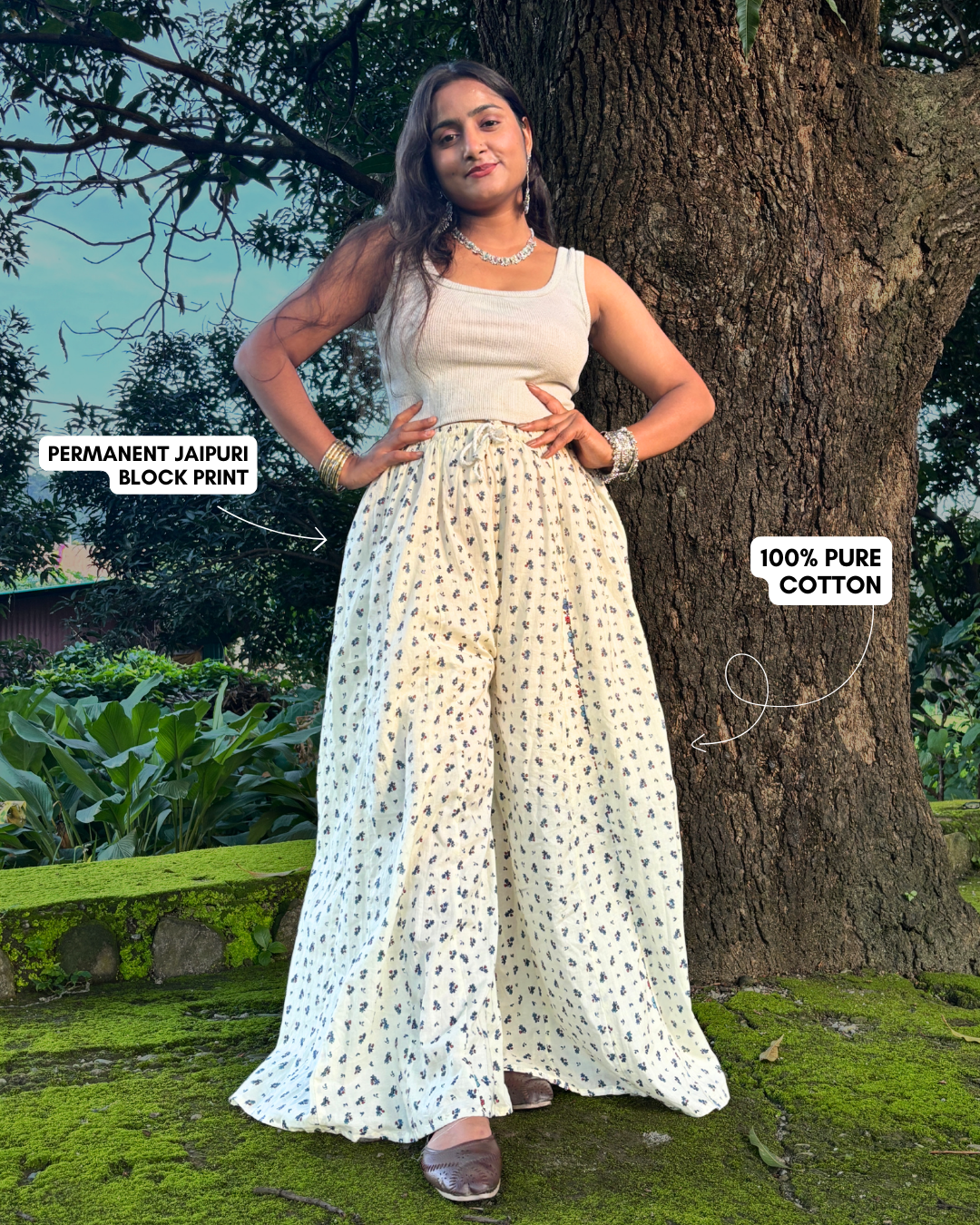 Chandni - Flared Sharara skirt for women - 100% Cotton 3 Chandni - Flared Sharara skirt for women - 100% Cotton - Image 2