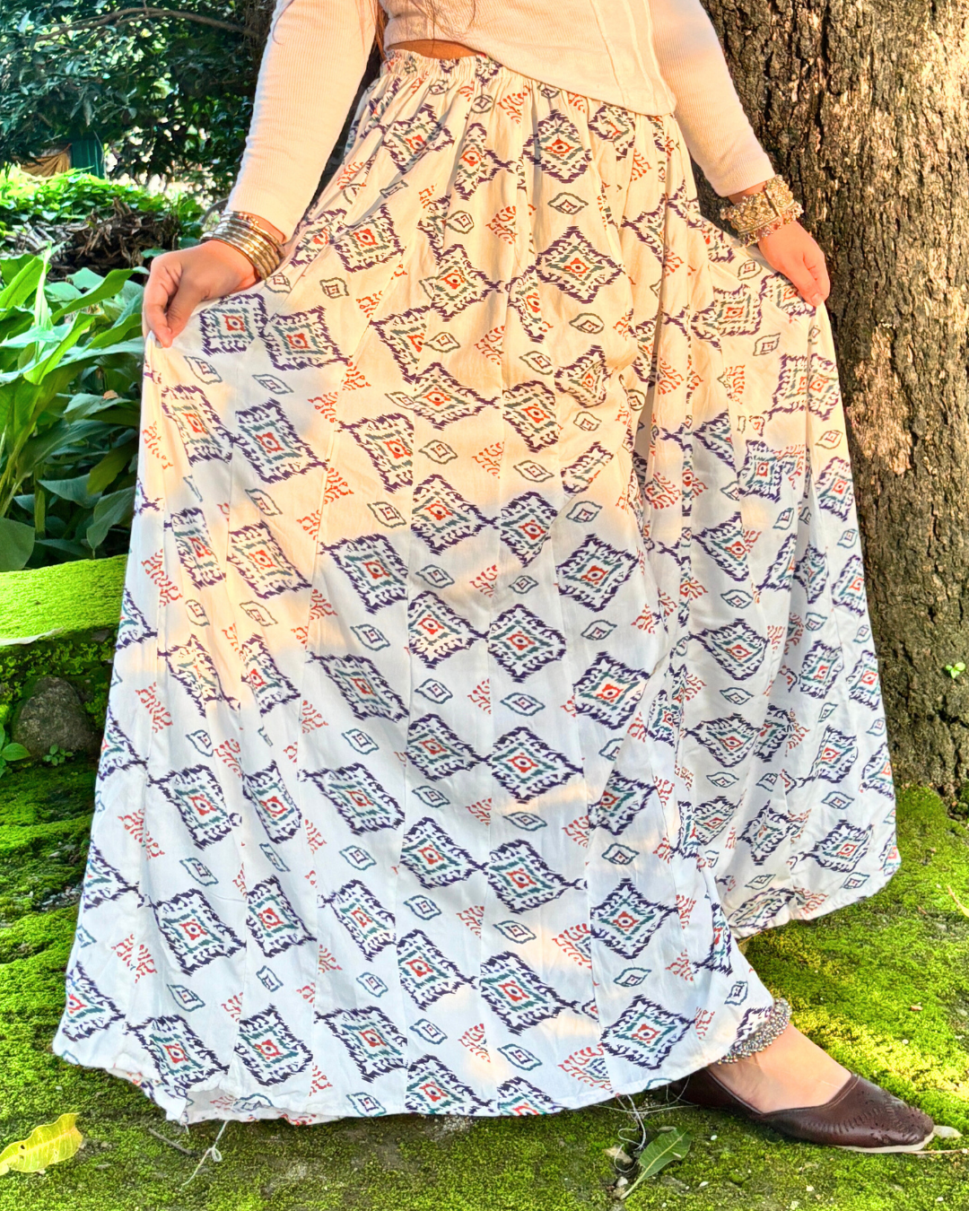 Meera - Flared Sharara skirt for women - 100% Cotton - Image 5