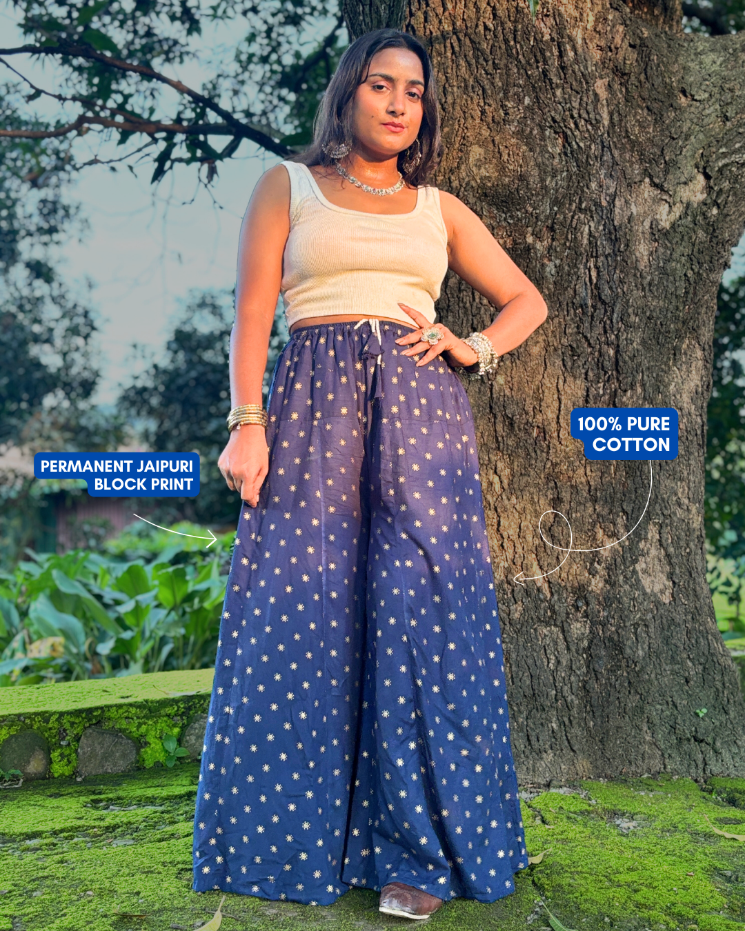 Shyama - Flared Sharara skirt for women - 100% Cotton 3 Shyama - Flared Sharara skirt for women - 100% Cotton - Image 2