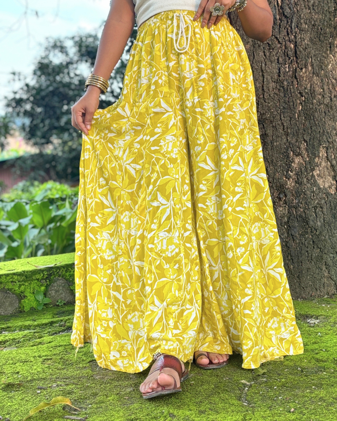 Indira - Flared Sharara skirt for women - 100% Cotton 5 Indira - Flared Sharara skirt for women - 100% Cotton - Image 3