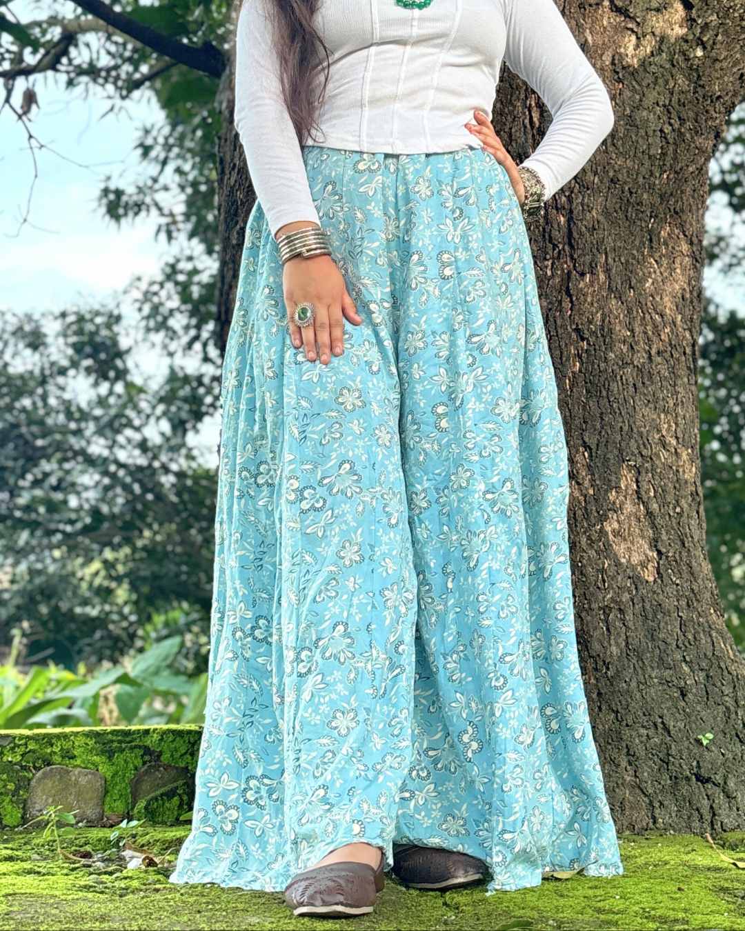 Ambar - Flared Sharara skirt for women - 100% Cotton - Image 3