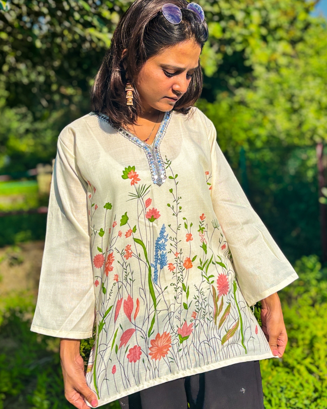 Kumari – Orange Printed Short Kurti - Image 3