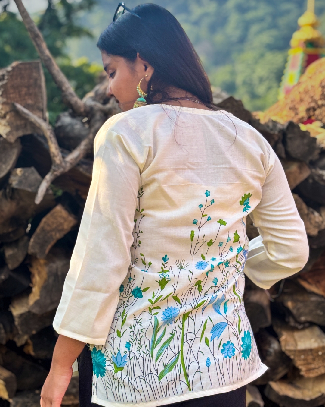 Nabhira – Blue Printed Short Kurti 3 Nabhira – Blue Printed Short Kurti - Image 2