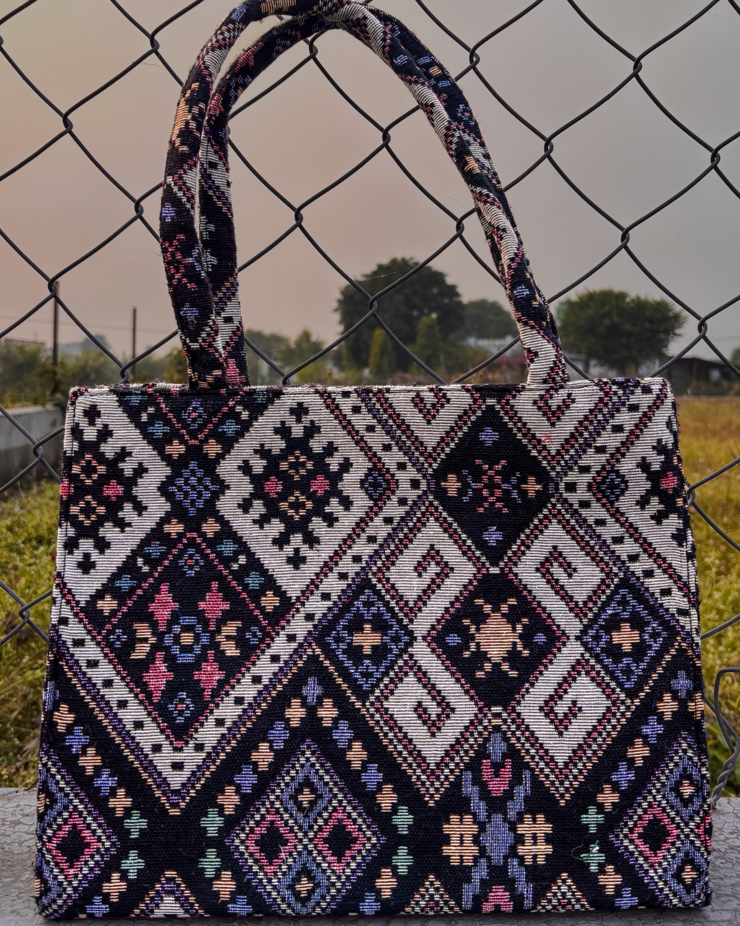 Raaga Tote Bag | Hand Embroidered, Multicolor, Lightweight Build - Image 2