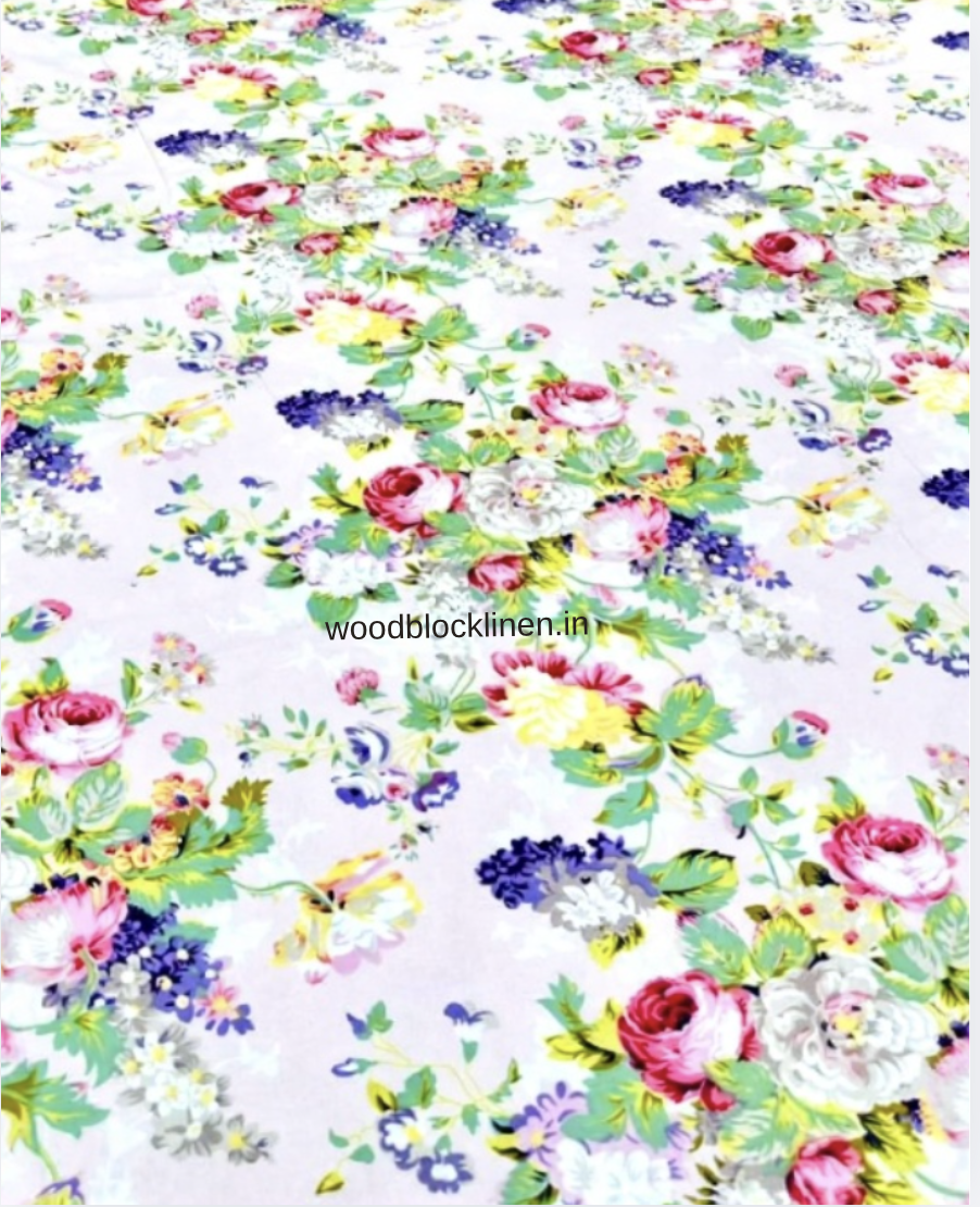 Garden Trellis Pink Handblock Reversible Jaipuri Mulmul Cotton Quilt 3 Garden Trellis Pink Handblock Reversible Jaipuri Mulmul Cotton Quilt - Image 2