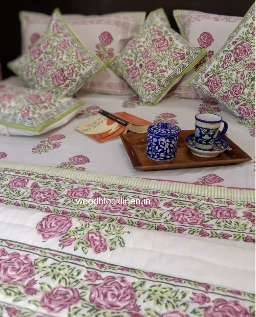 Gulab Bagh Handblock Reversible Jaipuri Mulmul Cotton Quilt 6 Gulab Bagh Quilt 2