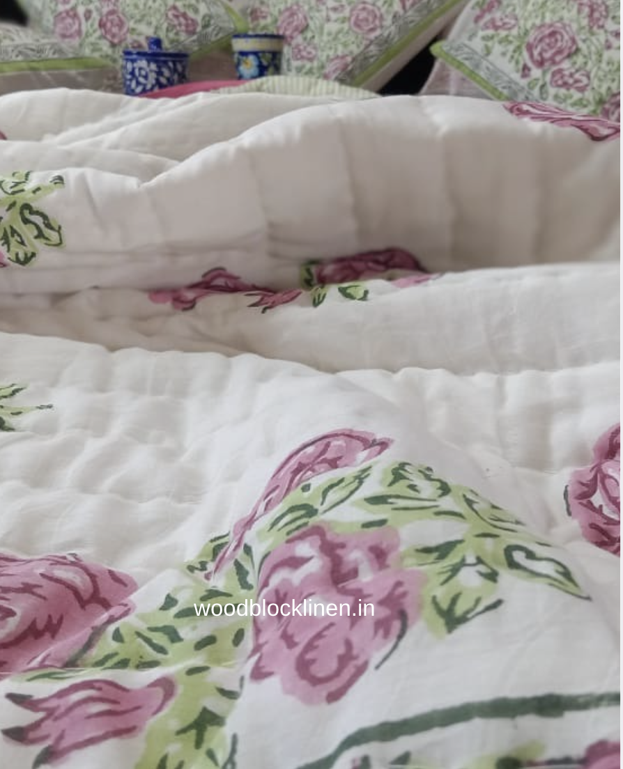 Gulab Bagh Handblock Reversible Jaipuri Mulmul Cotton Quilt 8 Gulab Bagh Quilt 3