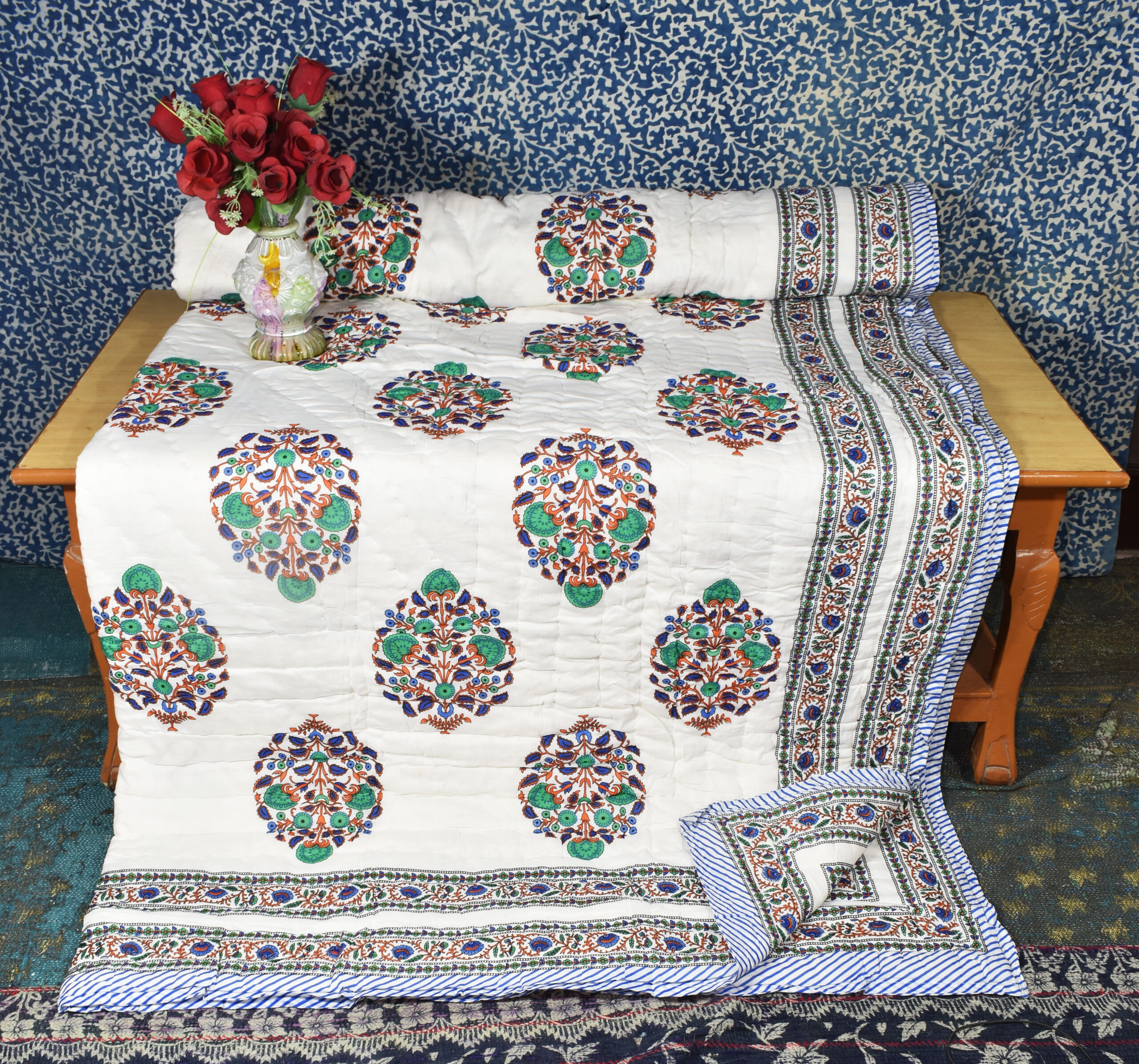 Colors Of Joy Reversible Jaipuri Block Print Razai 5 Colors Of Joy Reversible Jaipuri Block Print Razai - Image 3