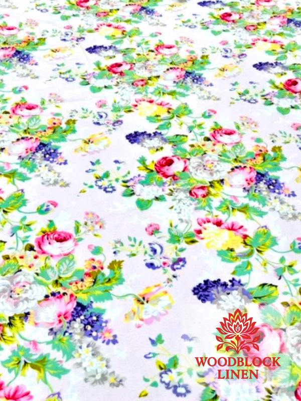 Garden Trellis Pink Handblock Reversible Jaipuri Mulmul Cotton Quilt - Image 2