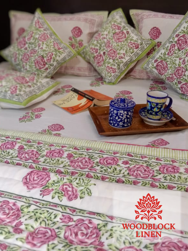 Gulab Bagh Handblock Reversible Jaipuri Mulmul Cotton Quilt 5 Gulab Bagh Handblock Reversible Jaipuri Mulmul Cotton Quilt - Image 3