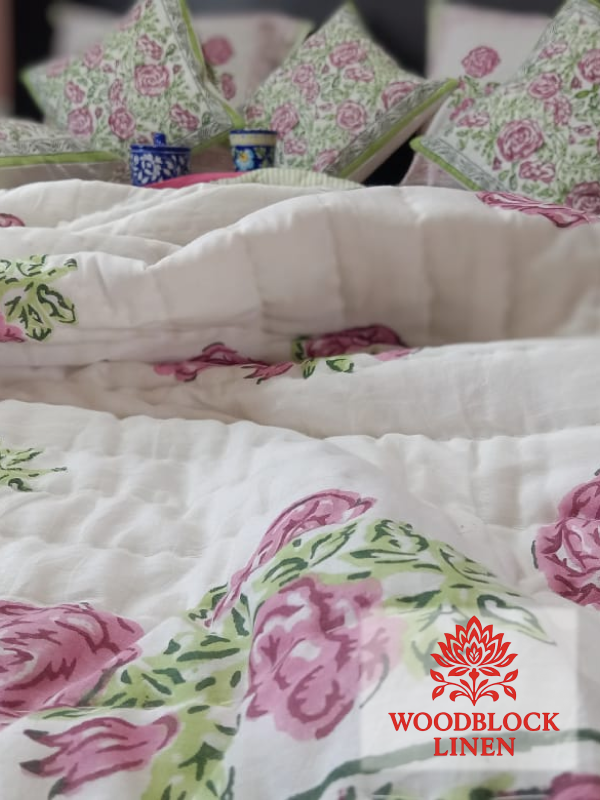 Gulab Bagh Handblock Reversible Jaipuri Mulmul Cotton Quilt 7 Gulab Bagh Handblock Reversible Jaipuri Mulmul Cotton Quilt - Image 4