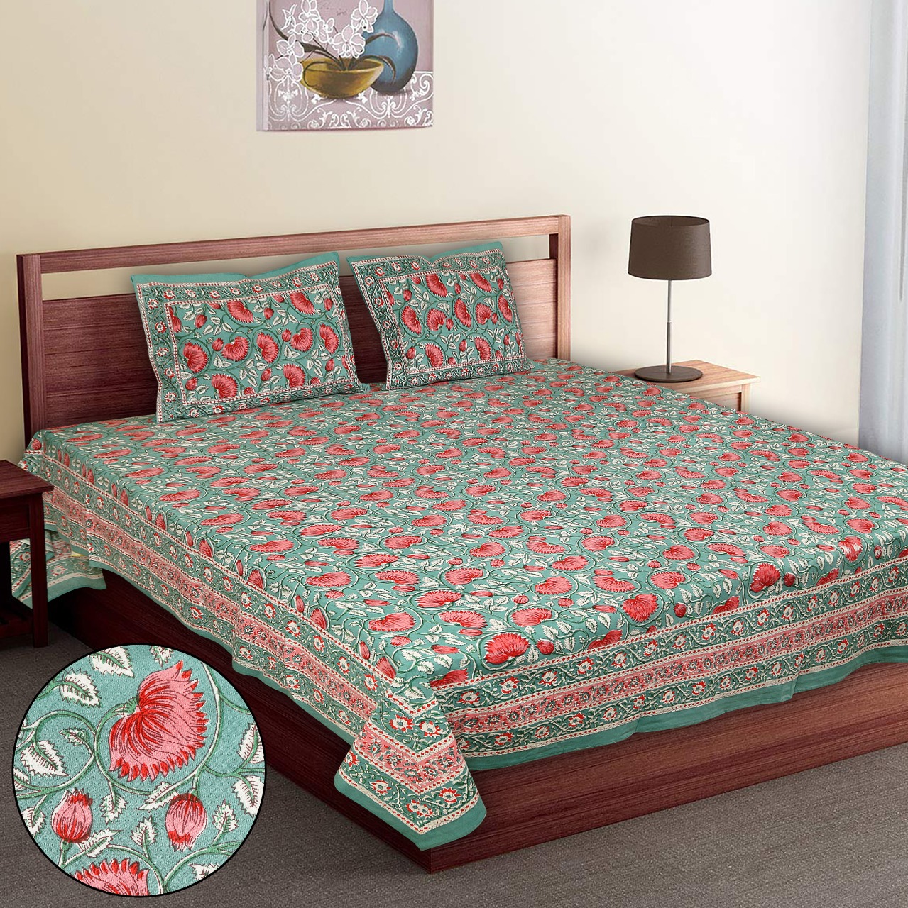 Lotus Print DB Bedsheets – King - Image 2
