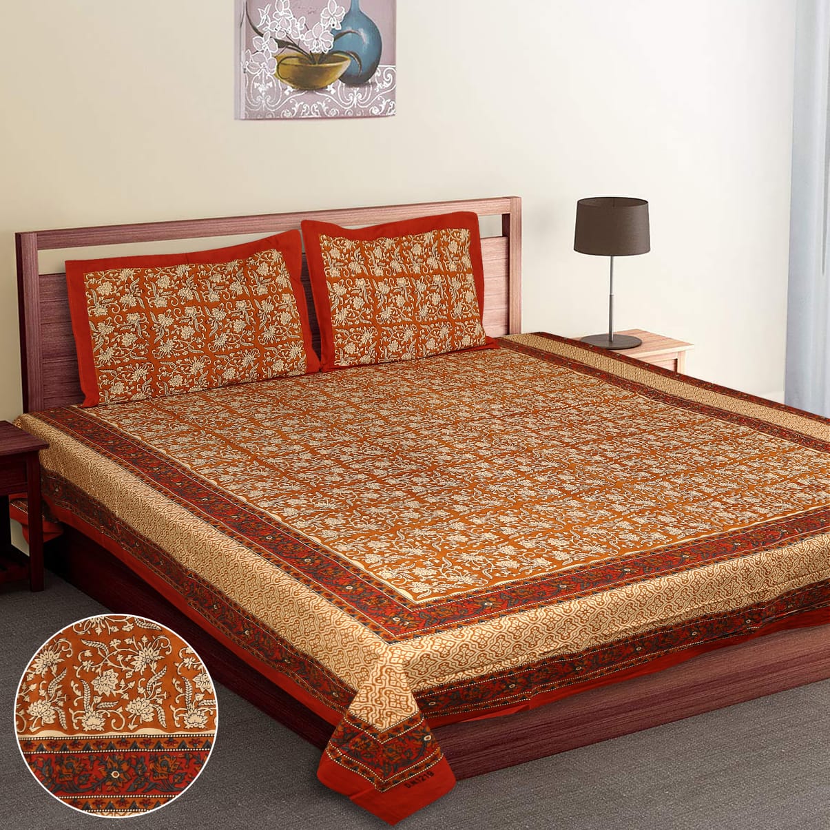 Kalamkari Print DB Bedsheets - Queen 7 Kalamkari Print DB Bedsheets - Queen - Image 4