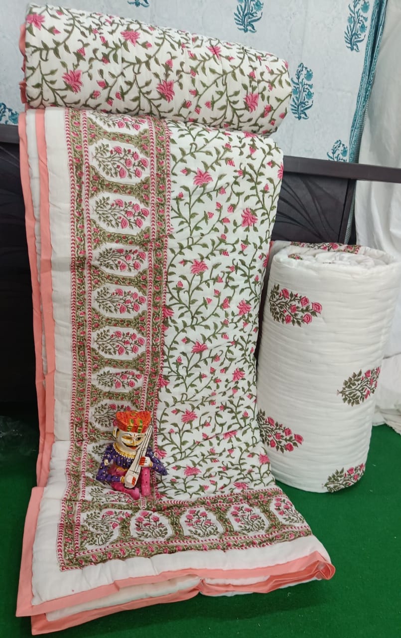 Red Buta Reversible Jaipuri Block Print Razai 3 Red Buta Reversible Jaipuri Block Print Razai - Image 2