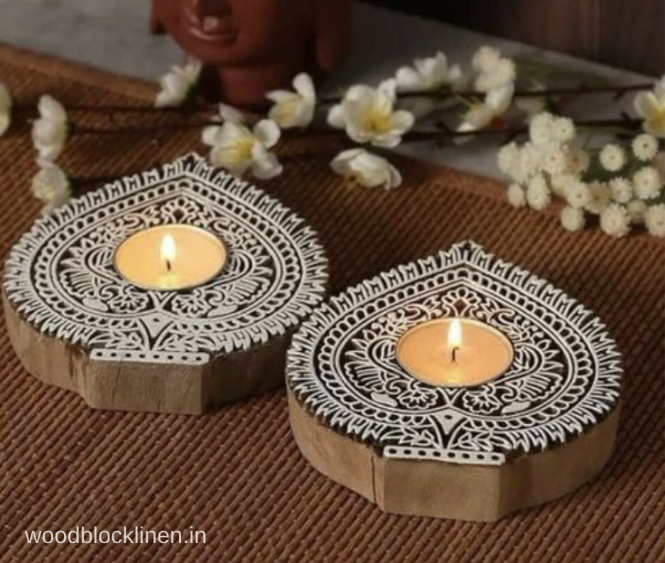 Hand Craved Heart Wooden Tea Light Holder - Image 2